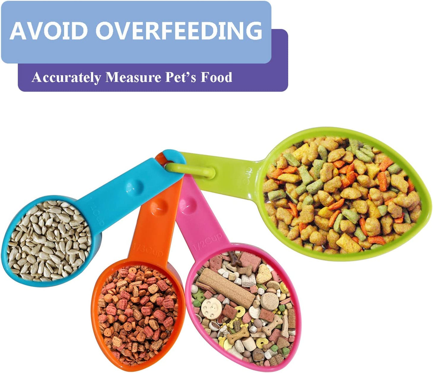 Dog Food Scoop Set of 4 - Plastic Measuring Cups for Dog, Cat and Bird Food (Random Color).
