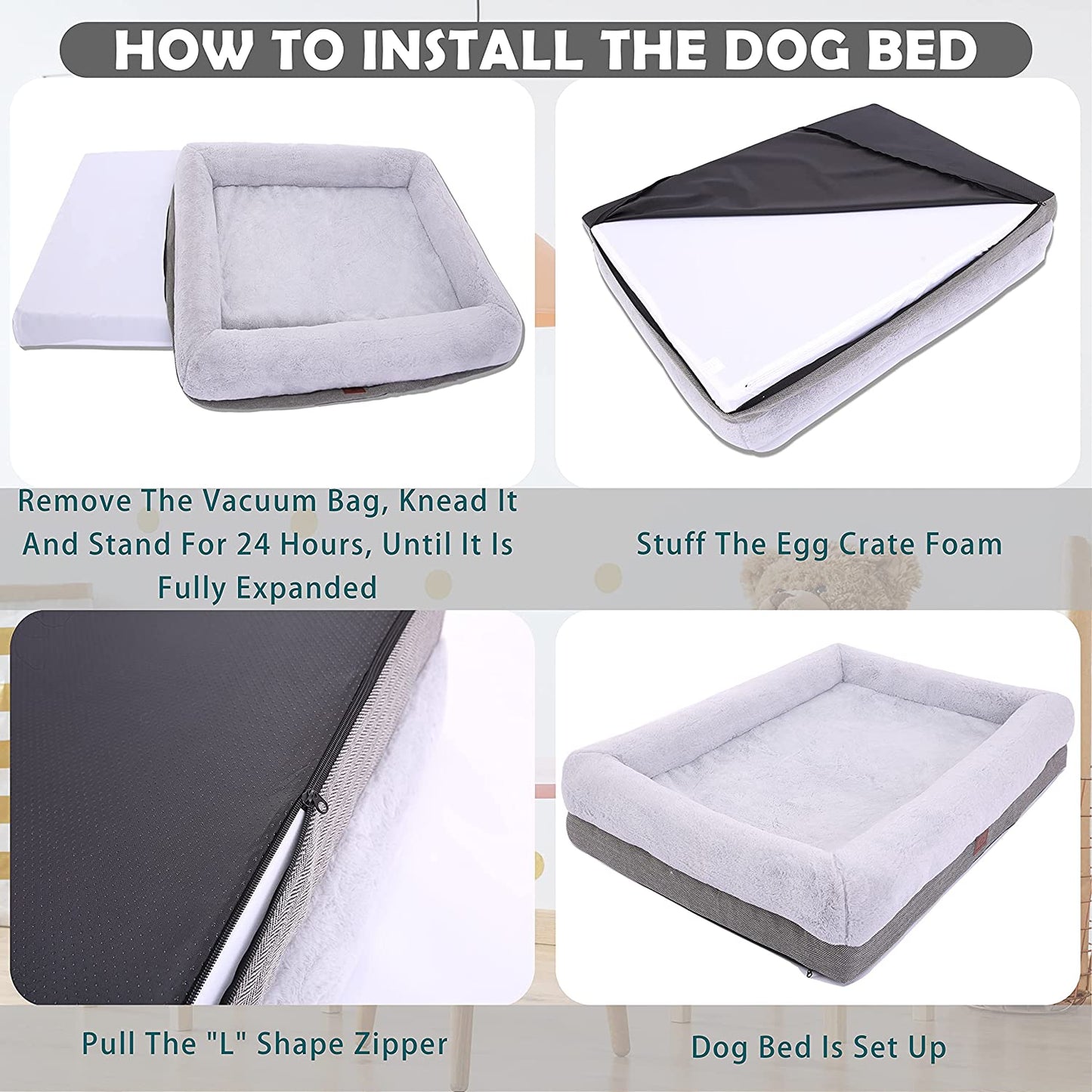 Orthopedic Dog Bed for Medium Dogs, Bolster Sides Dogs Sofa Bed with Removable Washable Cover & Non-Skid Bottom, Soft Pet Bed with Egg Foam Dog Couch for Sleeping, 31 X 25 Inch, Gray.