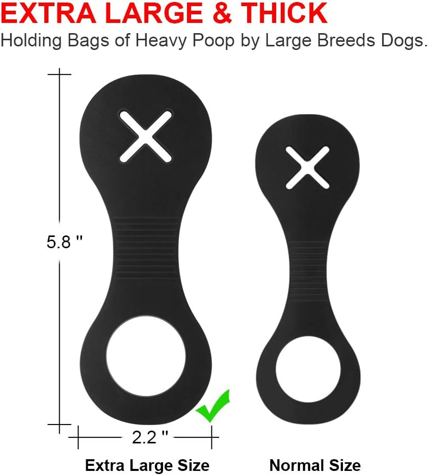 Dog Poop Bag Strong Holder, Leash Waste Bag Carrier, Bicycle Holder, Extra Thick, Black, 2 Pack.