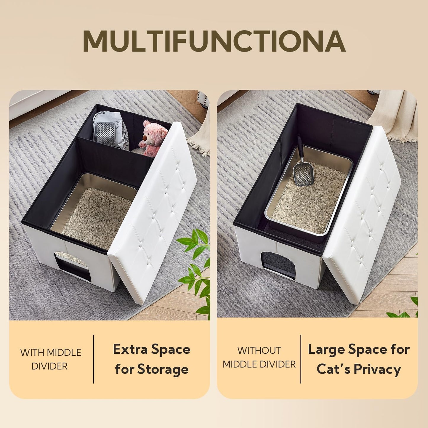 Cat Litter Box Enclosure Furniture Hidden, Cat Washroom Bench Storage Cabinet | Extra Large 35.4'' X 19.7'' X 19.7''| Dog Proof | Waterproof Inside/Easy Clean | Easy Assembly | Odor Control.