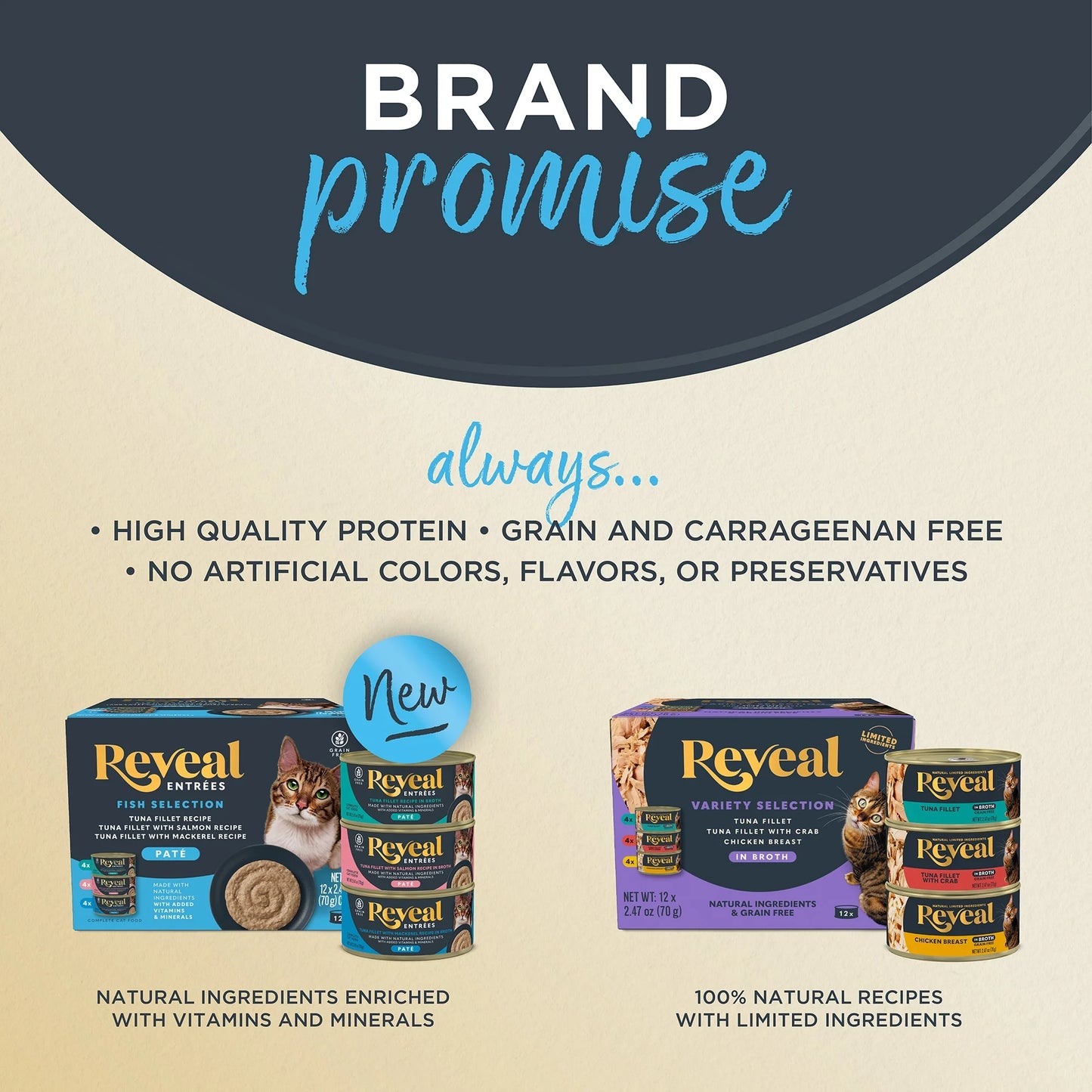 Reveal Natural Wet Cat Food, Fish & Chicken in Gravy Variety Pack, 12 X 2.47 Oz Cans.