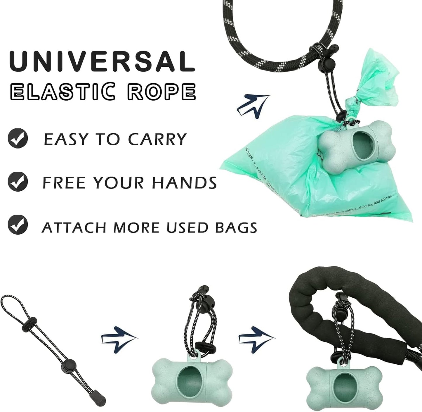 Dog Poop Pickup Bags Holder Dispenser with Standard-Sized Leak-Proof Scented Doggy Waste Bags and Carabiner with Safety Lock&Fastener Never Loose on Leash Lead Again (1 Holder 195 Bags, Blue).