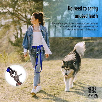 Hands Free Dog Leash, Adjustable Leash for Running, Jogging, Training and Service Dogs, Great for Small, Medium and Large Dogs, Made in USA (Royal Blue, Large Belt (27"- 50" Waist)).