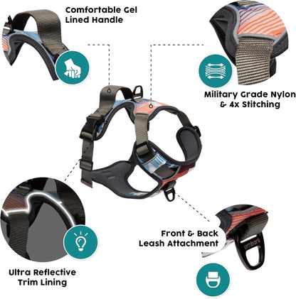 Embark Adventure Dog Harness, Reflective Trim No Pull Dog Harnesses for Small Sized Dogs - Military Grade Nylon, Front Clip with Gel Lined Handle..