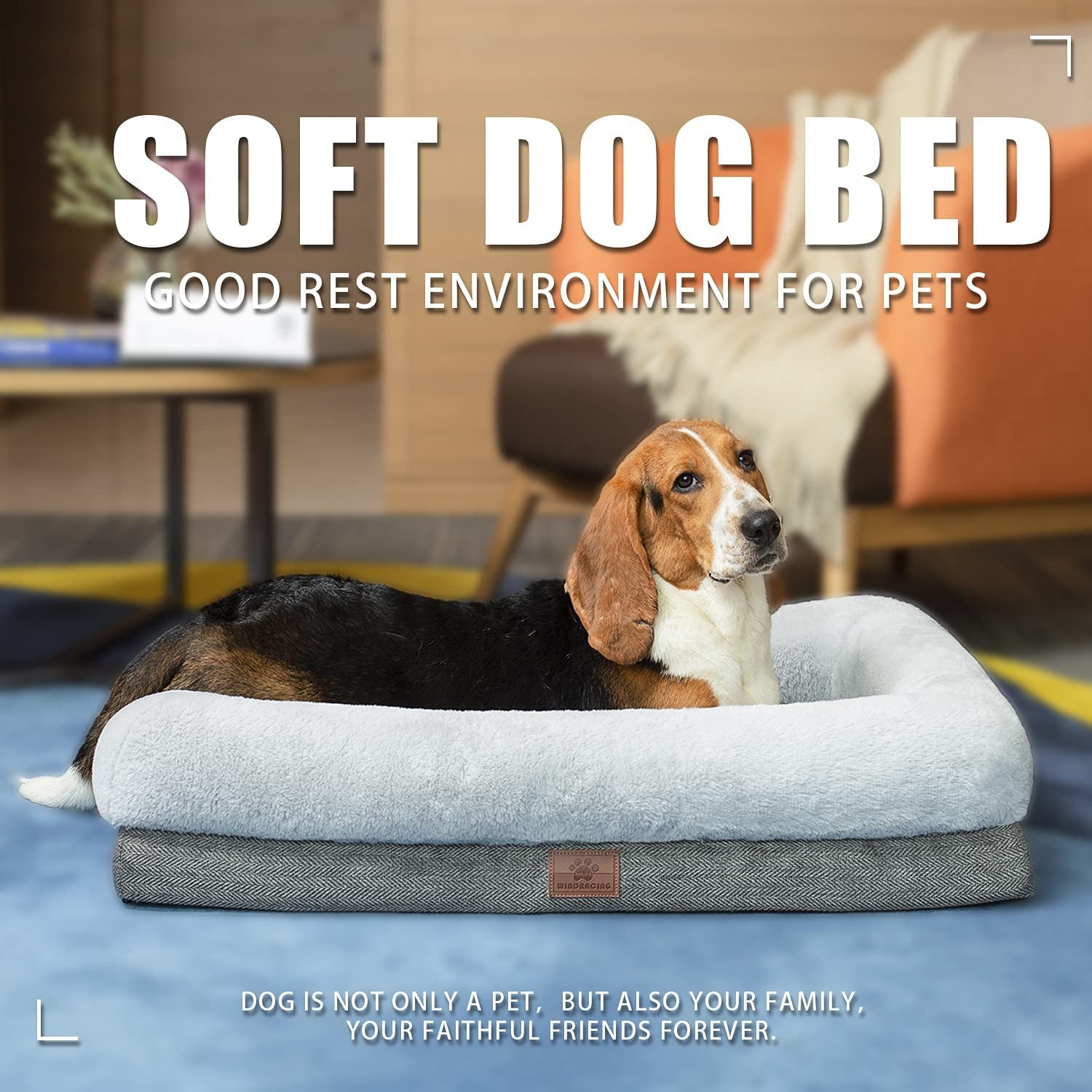 Orthopedic Dog Bed for Medium Dogs, Bolster Sides Dogs Sofa Bed with Removable Washable Cover & Non-Skid Bottom, Soft Pet Bed with Egg Foam Dog Couch for Sleeping, 31 X 25 Inch, Gray.