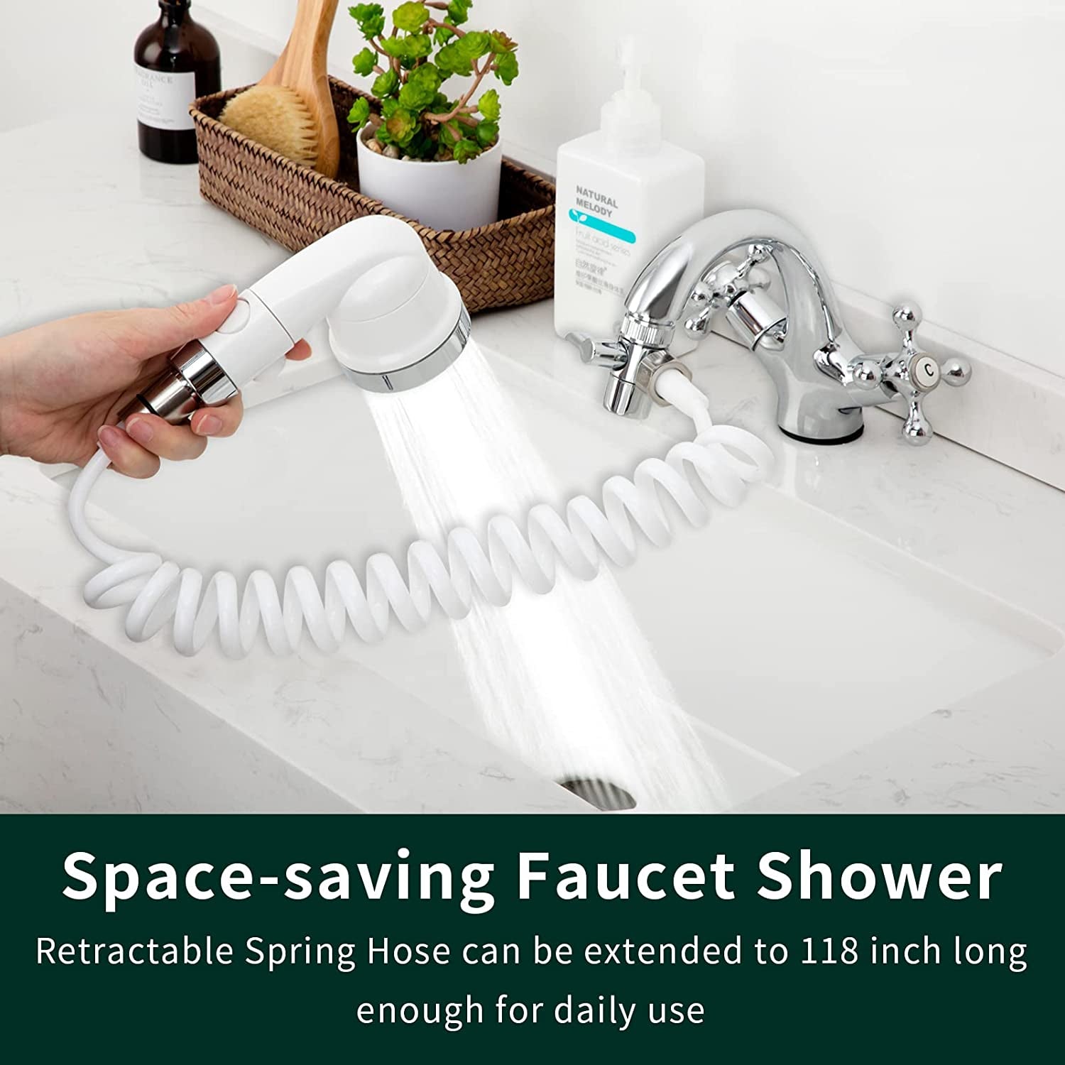 Sink Faucet Sprayer Attachment, Shower Head Attaches to Tub Faucet, Dog Bathing Hose Shower Set for Laundry Bathroom Kitchen.