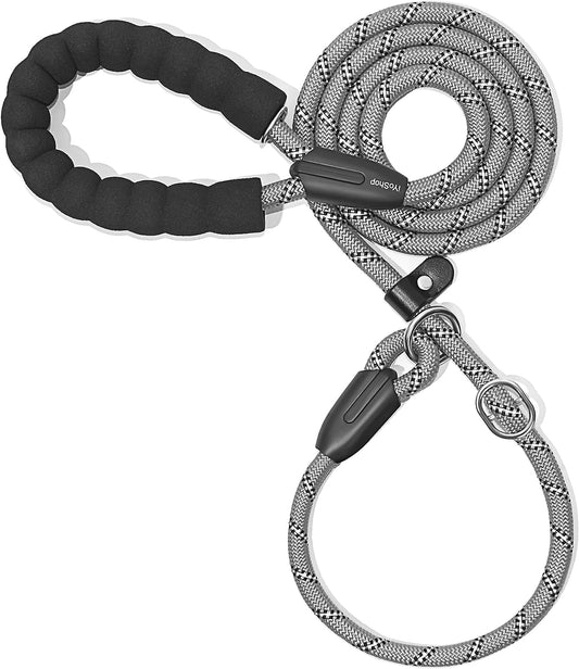 Durable Slip Lead Dog Leash with Padded Handle and Highly Reflective Threads, No Pull Dog Training Leash, (1/2" X 6 FT, Grey).