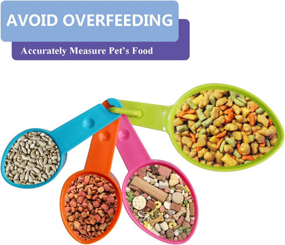 Dog Food Scoop Set of 4 - Plastic Measuring Cups for Dog, Cat and Bird Food (Random Color).