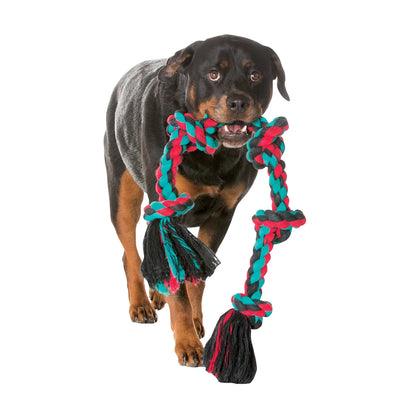 Flossy Chews Cottonblend 3 Knot Tug Rope Dog Toy, Extra-Large, 36", Assorted Colors.