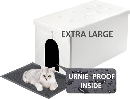 Cat Litter Box Enclosure Furniture Hidden, Cat Washroom Bench Storage Cabinet | Extra Large 35.4'' X 19.7'' X 19.7''| Dog Proof | Waterproof Inside/Easy Clean | Easy Assembly | Odor Control.