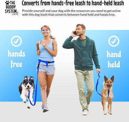 Hands Free Dog Leash, Adjustable Leash for Running, Jogging, Training and Service Dogs, Great for Small, Medium and Large Dogs, Made in USA (Royal Blue, Large Belt (27"- 50" Waist)).
