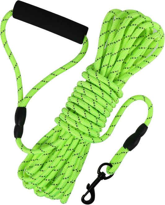 Floating Long Dog Leash, 32Ft Dog Training Leash for Swimming and Lake, Reflective Long Rope Lead with Soft Handle for Outside, Yard, Camping, Hiking and Beach (Green).