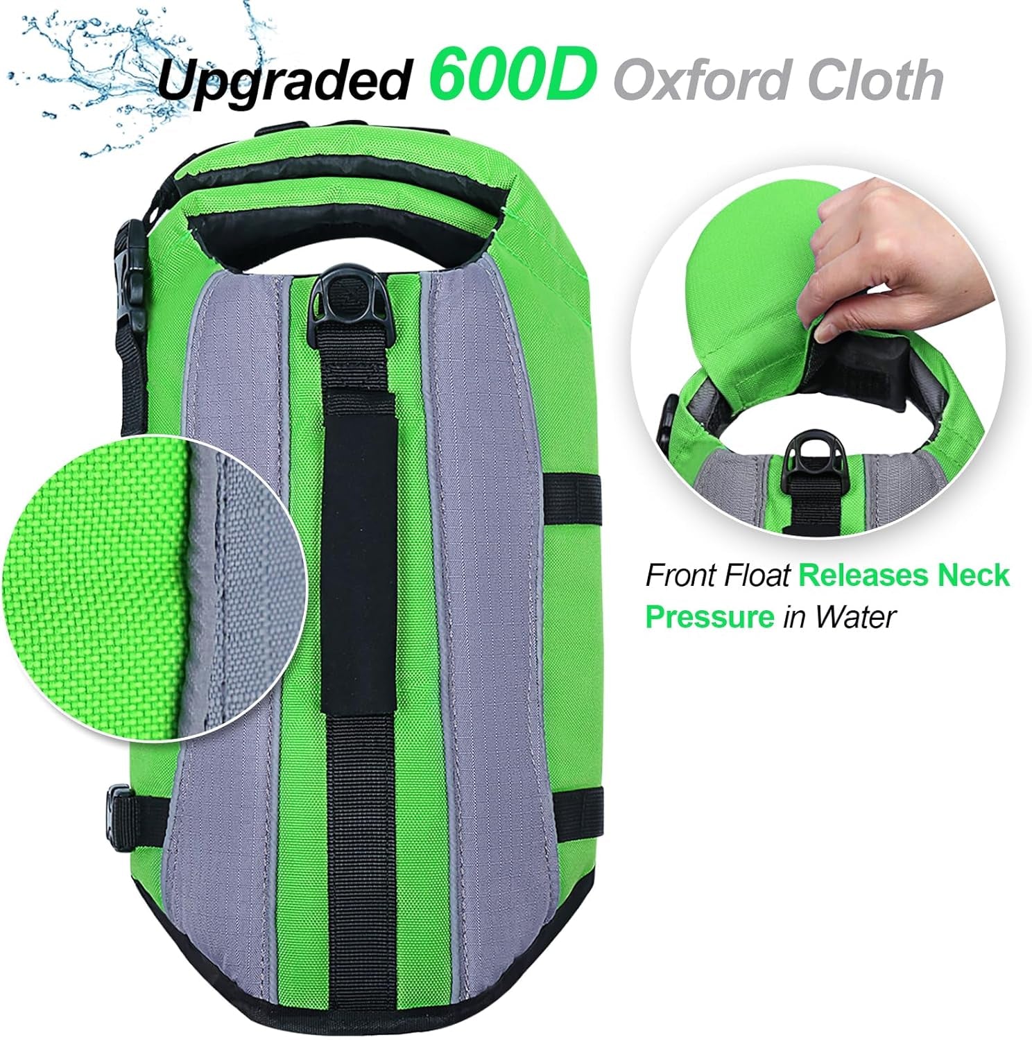 Dog Life Jacket with Removable Front Float, Life Vest for Dogs with Reflective Trims & Extra Padding for Swimming & Boating, Bright Green, S.