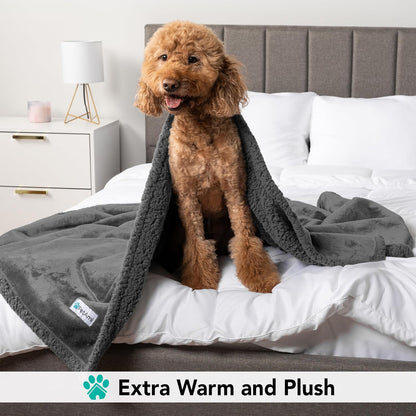 Dog Blanket for Bed, XL Pet Blanket Large Dogs, Fleece Furniture Couch Cover Protector Sofa Car Crate Kennel, Soft Sherpa Cat Throw Plush Reversible Washable, Twin 60X80 Solid Dark Gray.