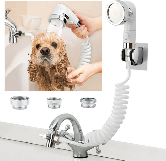 Sink Faucet Sprayer Attachment, Shower Head Attaches to Tub Faucet, Dog Bathing Hose Shower Set for Laundry Bathroom Kitchen.