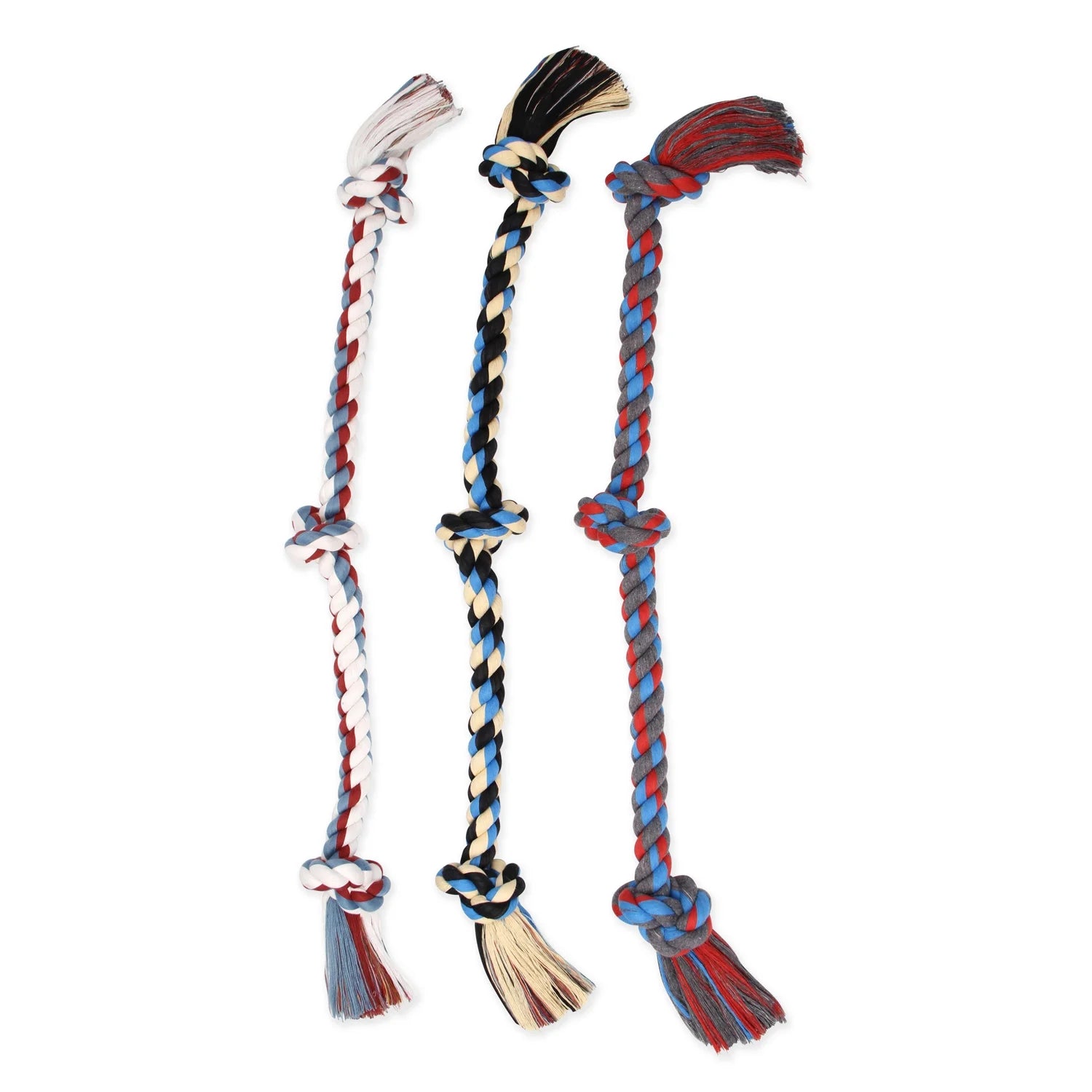 Flossy Chews Cottonblend 3 Knot Tug Rope Dog Toy, Extra-Large, 36", Assorted Colors.