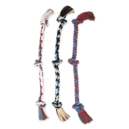 Flossy Chews Cottonblend 3 Knot Tug Rope Dog Toy, Extra-Large, 36", Assorted Colors.