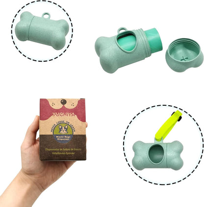 Dog Poop Pickup Bags Holder Dispenser with Standard-Sized Leak-Proof Scented Doggy Waste Bags and Carabiner with Safety Lock&Fastener Never Loose on Leash Lead Again (1 Holder 195 Bags, Blue).