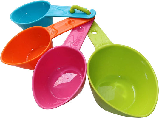 Dog Food Scoop Set of 4 - Plastic Measuring Cups for Dog, Cat and Bird Food (Random Color).