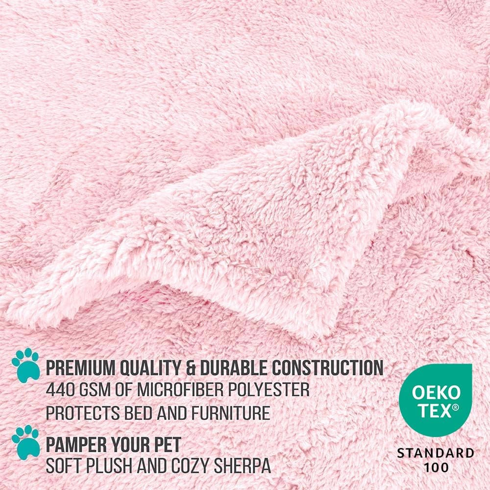 Fluffy Waterproof Dog Blanket for Small Medium Dogs, Soft Warm Pet Sherpa Throw Pee Proof Couch Cover, Reversible Cat Puppy Bed Blanket Sofa Protector, Plush Washable Pad (Pink Blush, 24X32).