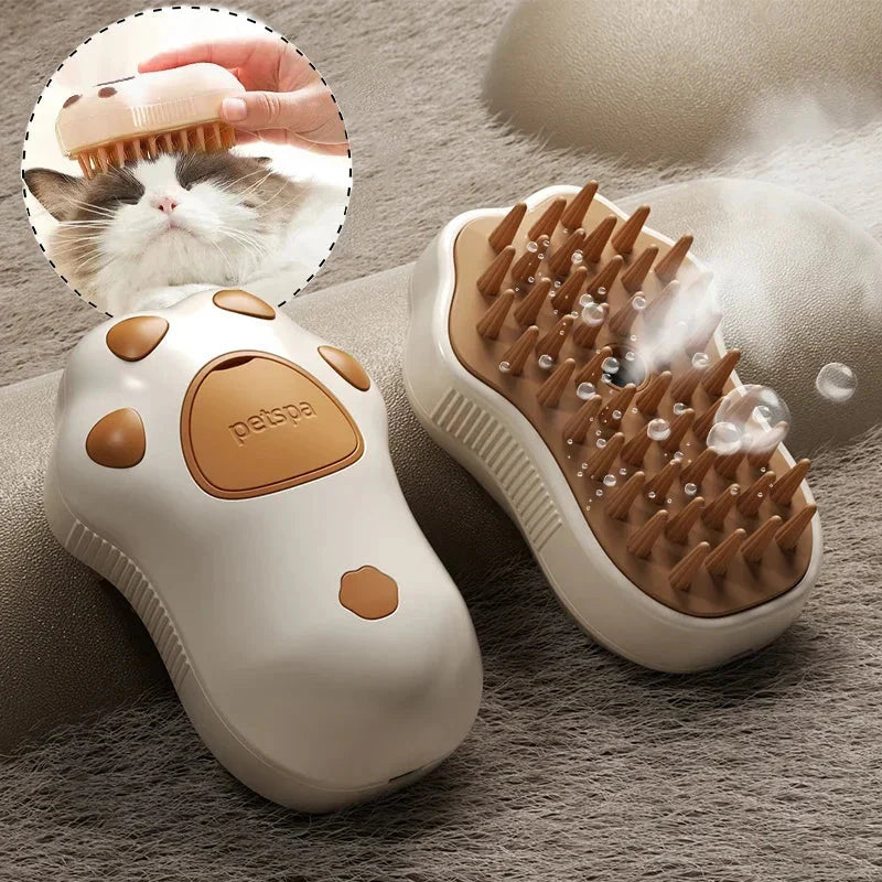 Electric Cat Steam Brush – 3-In-1 Pet Grooming Comb with Water Spray for Cats and Dogs, USB Rechargeable.
