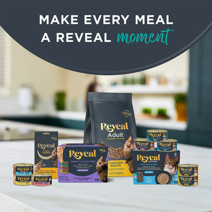 Reveal Natural Wet Cat Food, Fish & Chicken in Gravy Variety Pack, 12 X 2.47 Oz Cans.