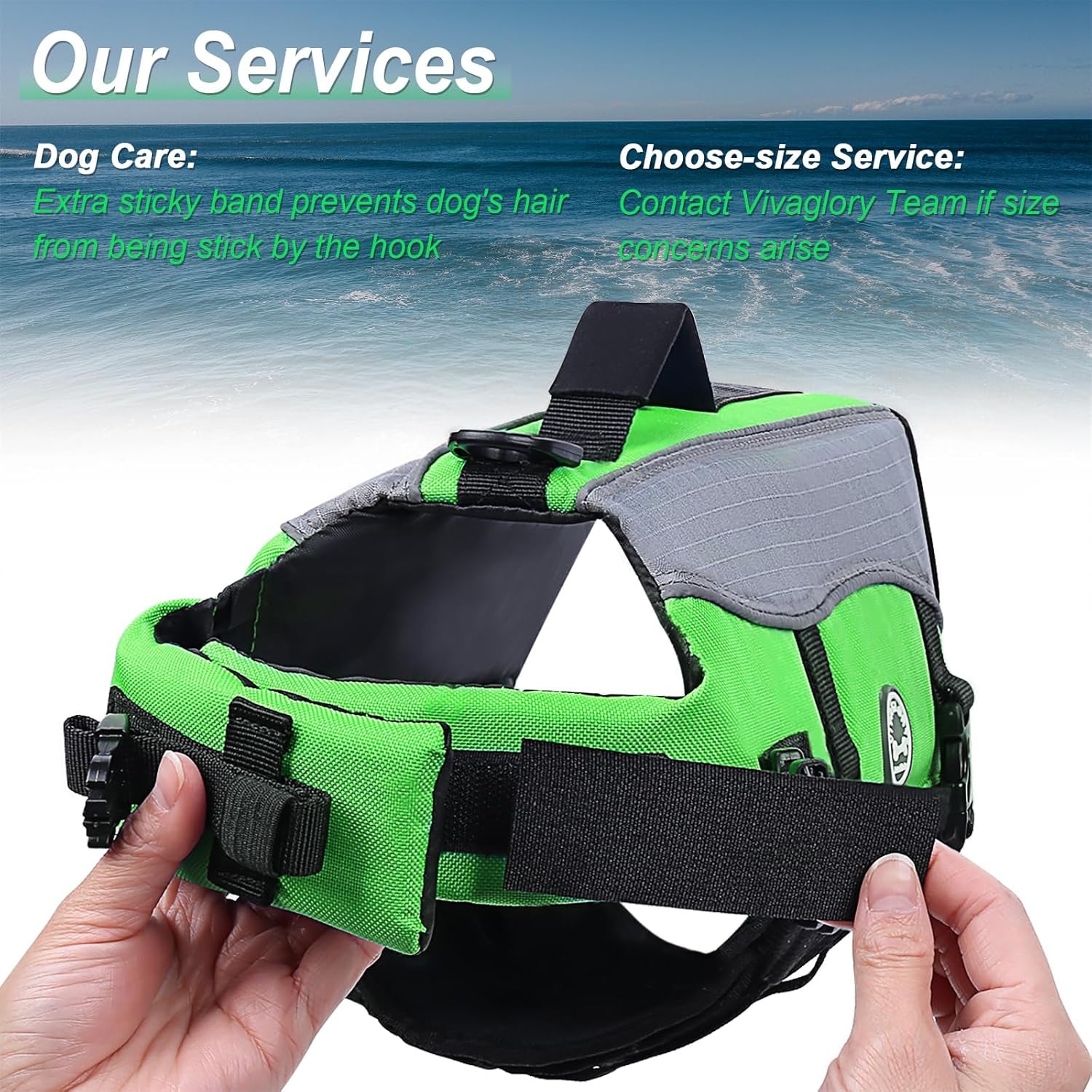 Dog Life Jacket with Removable Front Float, Life Vest for Dogs with Reflective Trims & Extra Padding for Swimming & Boating, Bright Green, S.