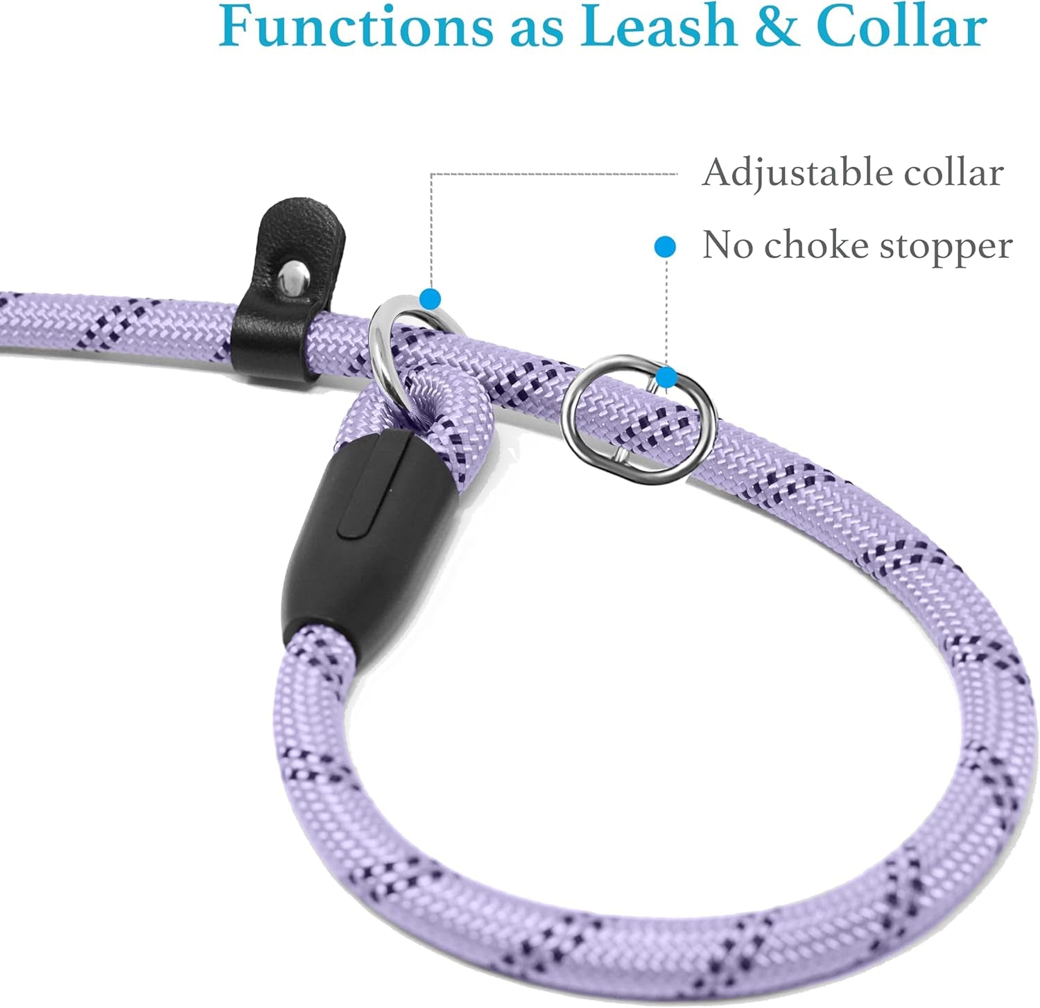 Durable Slip Lead Dog Leash with Padded Handle and Highly Reflective Threads, No Pull Dog Training Leash, (1/2" X 6 FT, Lavender).