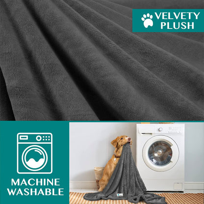 Dog Blanket for Bed, XL Pet Blanket Large Dogs, Fleece Furniture Couch Cover Protector Sofa Car Crate Kennel, Soft Sherpa Cat Throw Plush Reversible Washable, Twin 60X80 Solid Dark Gray.