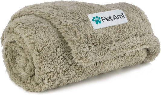 Fluffy Waterproof Dog Blanket for Small Medium Dogs, Soft Warm Pet Sherpa Throw Pee Proof Couch Cover, Reversible Cat Puppy Bed Blanket Sofa Protector, Plush Washable Pad (Taupe Camel, 24X32).
