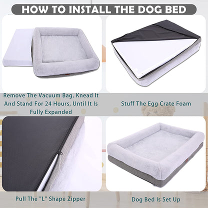 Orthopedic Dog Bed for Medium Dogs, Bolster Sides Dogs Sofa Bed with Removable Washable Cover & Non-Skid Bottom, Soft Pet Bed with Egg Foam Dog Couch for Sleeping, 31 X 25 Inch, Gray.