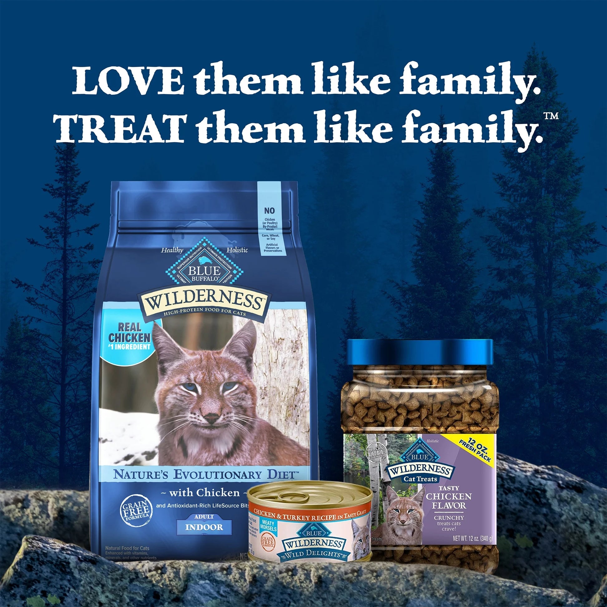 Wilderness Crunchy Dry Cat Treats, Natural & Grain-Free, Chicken, 12-Oz. Tub.