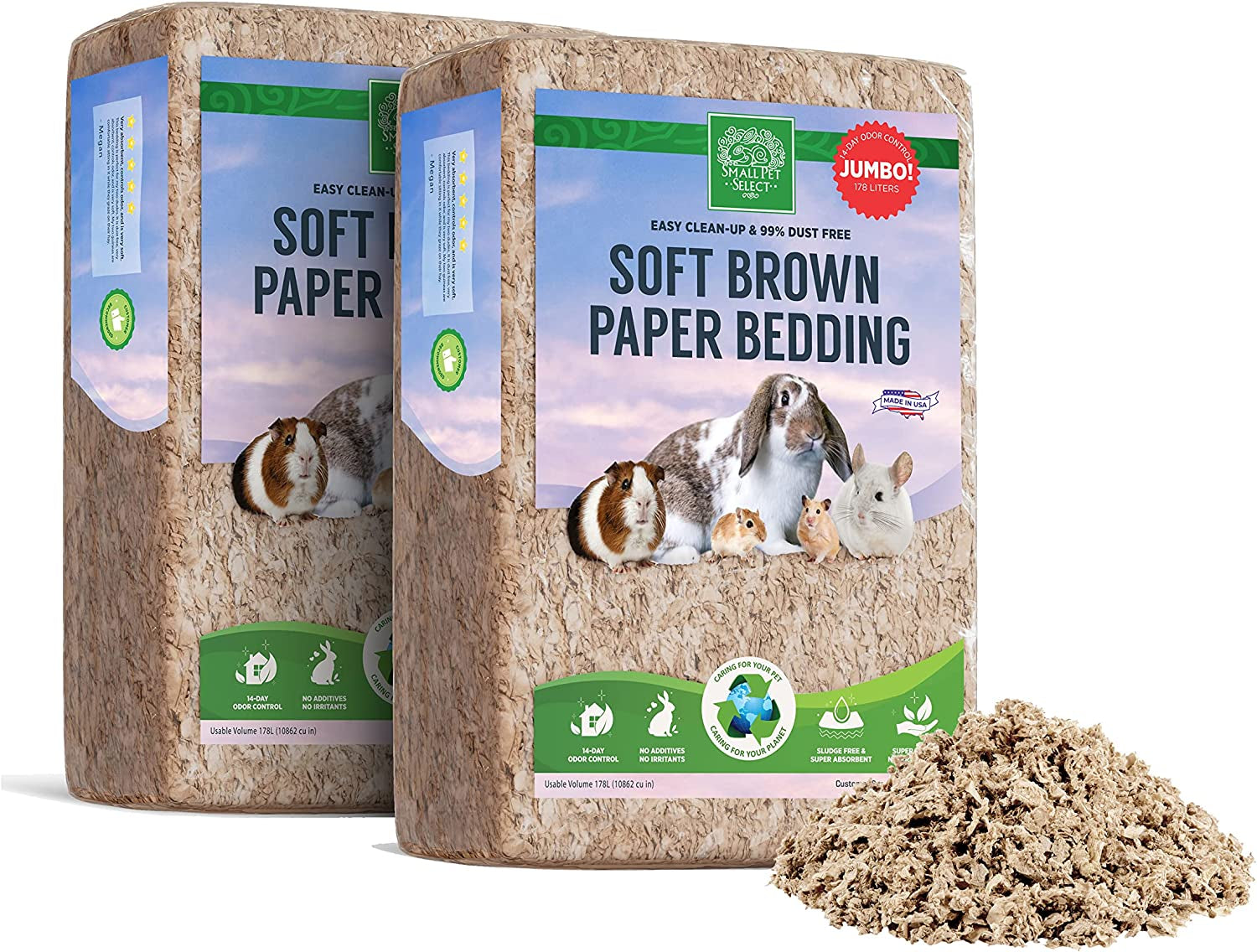 Natural Paper Bedding, Jumbo 178L, 2-Pack.
