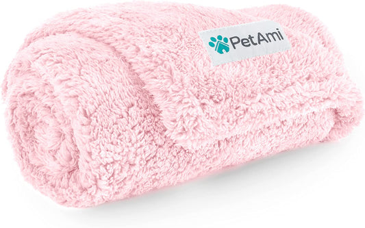 Fluffy Waterproof Dog Blanket for Small Medium Dogs, Soft Warm Pet Sherpa Throw Pee Proof Couch Cover, Reversible Cat Puppy Bed Blanket Sofa Protector, Plush Washable Pad (Pink Blush, 24X32).