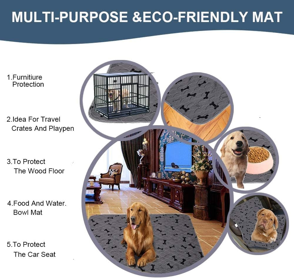 Washable Dog Pee Pads with Free Grooming Gloves,Non Slip Dog Mats with Great Urine Absorption,Reusable Puppy Pee Pads for Whelping,Potty,Training,Playpen.