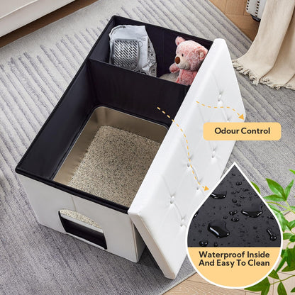 Cat Litter Box Enclosure Furniture Hidden, Cat Washroom Bench Storage Cabinet | Extra Large 35.4'' X 19.7'' X 19.7''| Dog Proof | Waterproof Inside/Easy Clean | Easy Assembly | Odor Control.