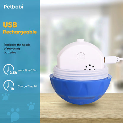 Interactive Toy Dog Ball, Active Rolling Ball for Dogs with Flashing LED Light, Moving Bouncing Toys Ball for Medium or Large Dogs, USB Rechargeable, Blue.