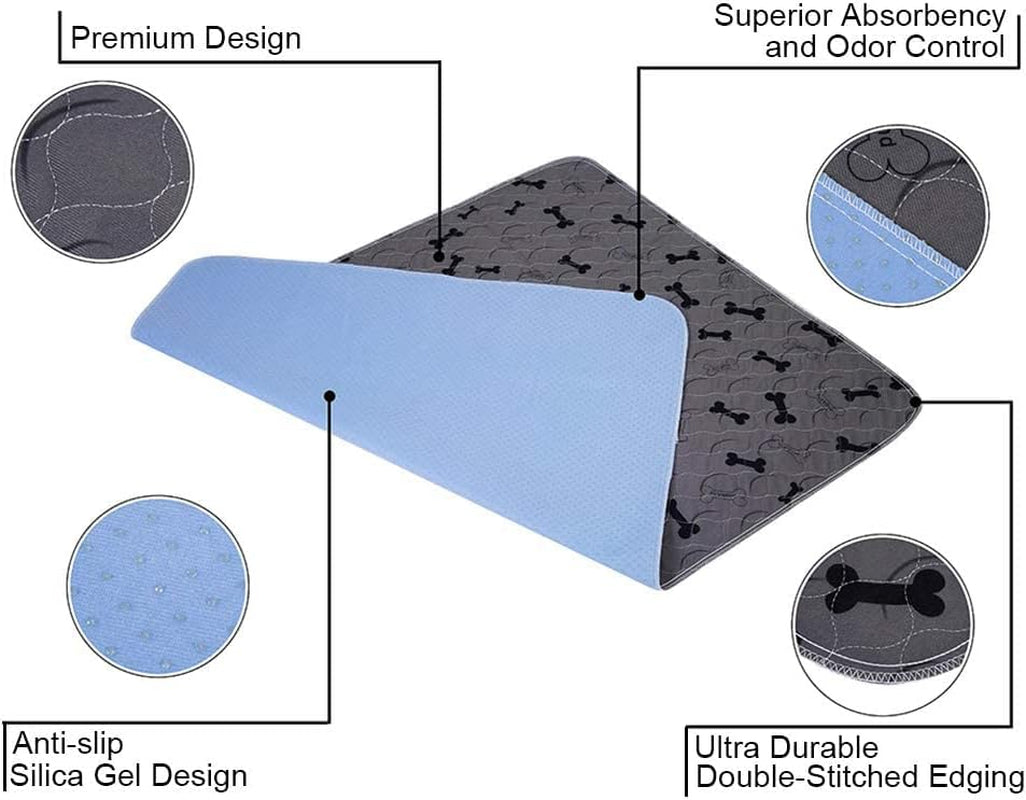 Washable Dog Pee Pads with Free Grooming Gloves,Non Slip Dog Mats with Great Urine Absorption,Reusable Puppy Pee Pads for Whelping,Potty,Training,Playpen.