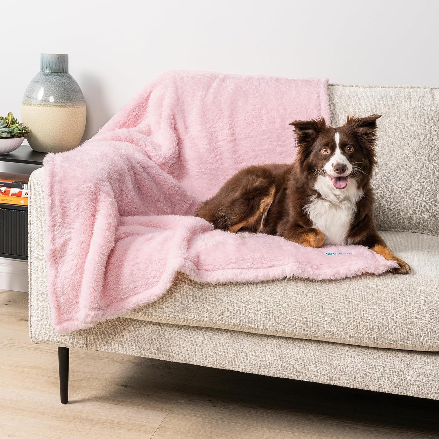 Fluffy Waterproof Dog Blanket for Small Medium Dogs, Soft Warm Pet Sherpa Throw Pee Proof Couch Cover, Reversible Cat Puppy Bed Blanket Sofa Protector, Plush Washable Pad (Pink Blush, 24X32).