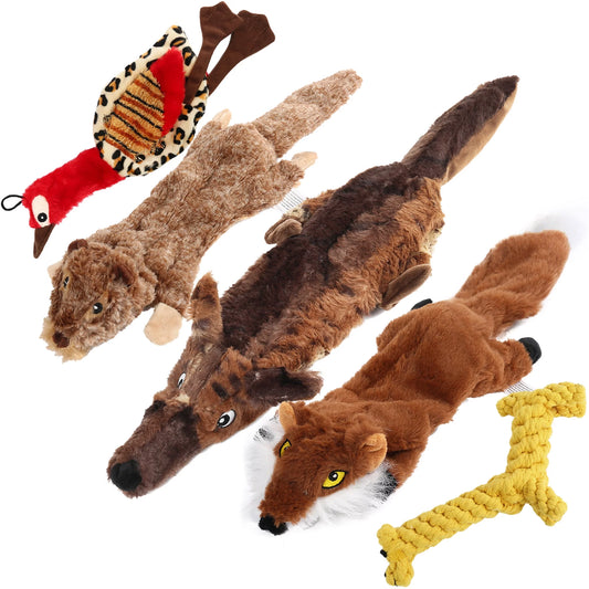 5 Dog Squeaky Toys for Small Dog, No Stuffing.