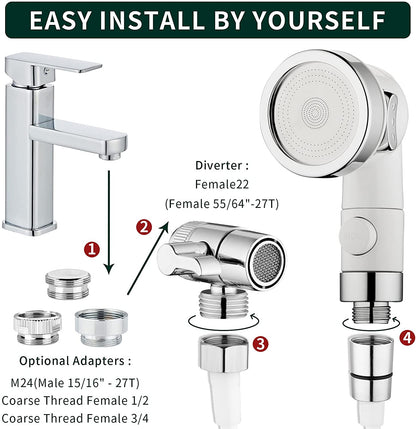 Sink Faucet Sprayer Attachment, Shower Head Attaches to Tub Faucet, Dog Bathing Hose Shower Set for Laundry Bathroom Kitchen.