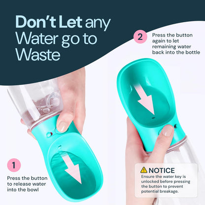 Leak Proof Portable Dog Travel Bottle with Bowl - 19 Oz, Blue - Portable Dog Water Bowl Dispenser - Food Grade Plastic - Pet Water Bottle.