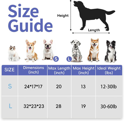 Portable Collapsible Dog Crate, Travel Dog Crate 24X17X17 with Soft Warm Blanket and Foldable Bowl for Large Cats & Small Dogs Indoor and Outdoor.