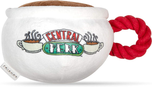 Central Perk Coffee Mug Plush Dog Toy with Rope Handle| Soft Cute Squeaky Toy for All Dogs | Stuffed Dog Toys with Squeaker Noise for Added Fun, Friends Memorabilia.