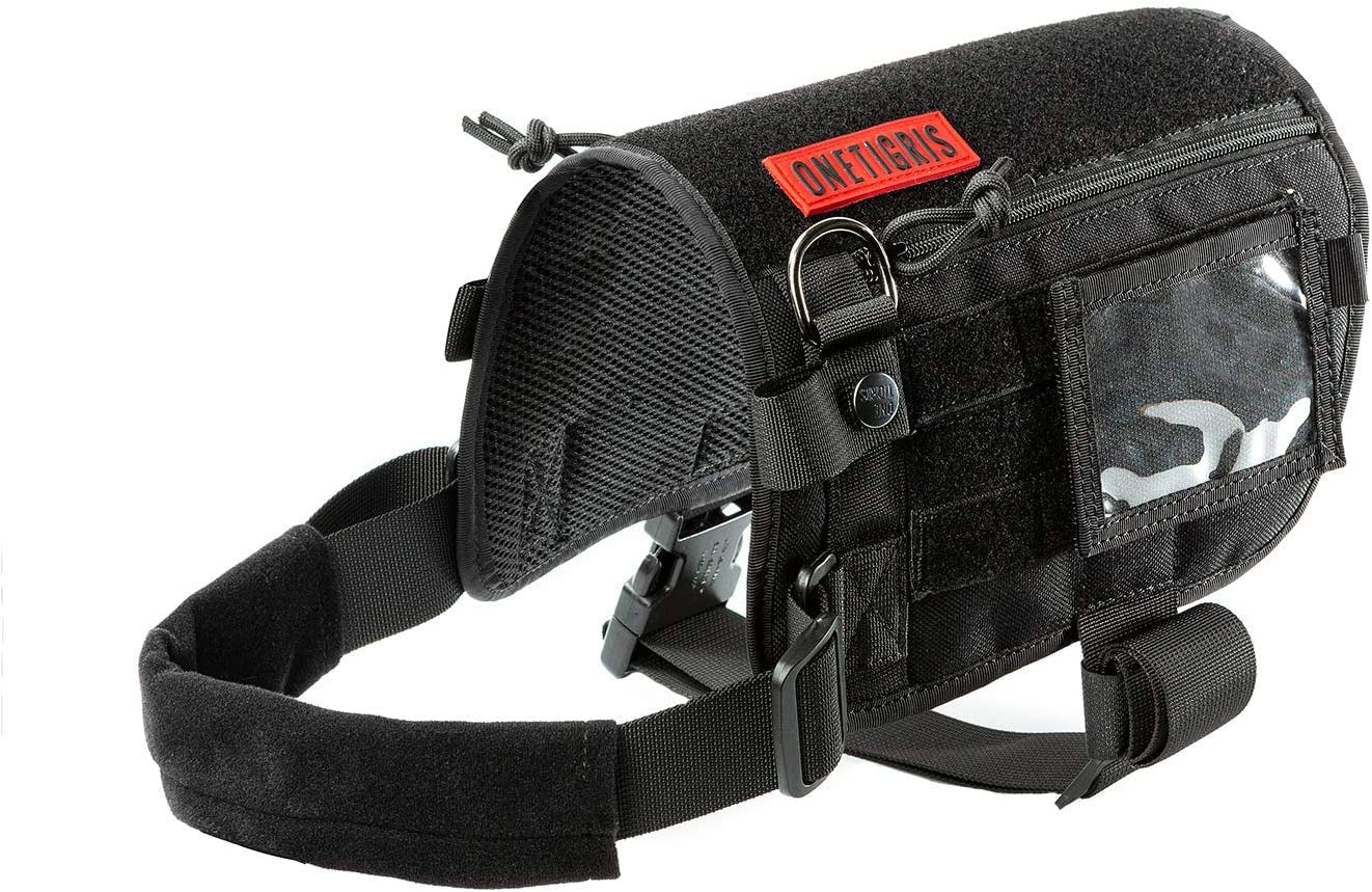 Service Dog Harness, Large Dog Harness Removable Neck Strap Compatible with Assistance Harness & Handle (Black, Short Version).