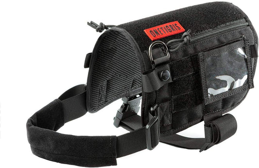 Service Dog Harness, Large Dog Harness Removable Neck Strap Compatible with Assistance Harness & Handle (Black, Short Version).