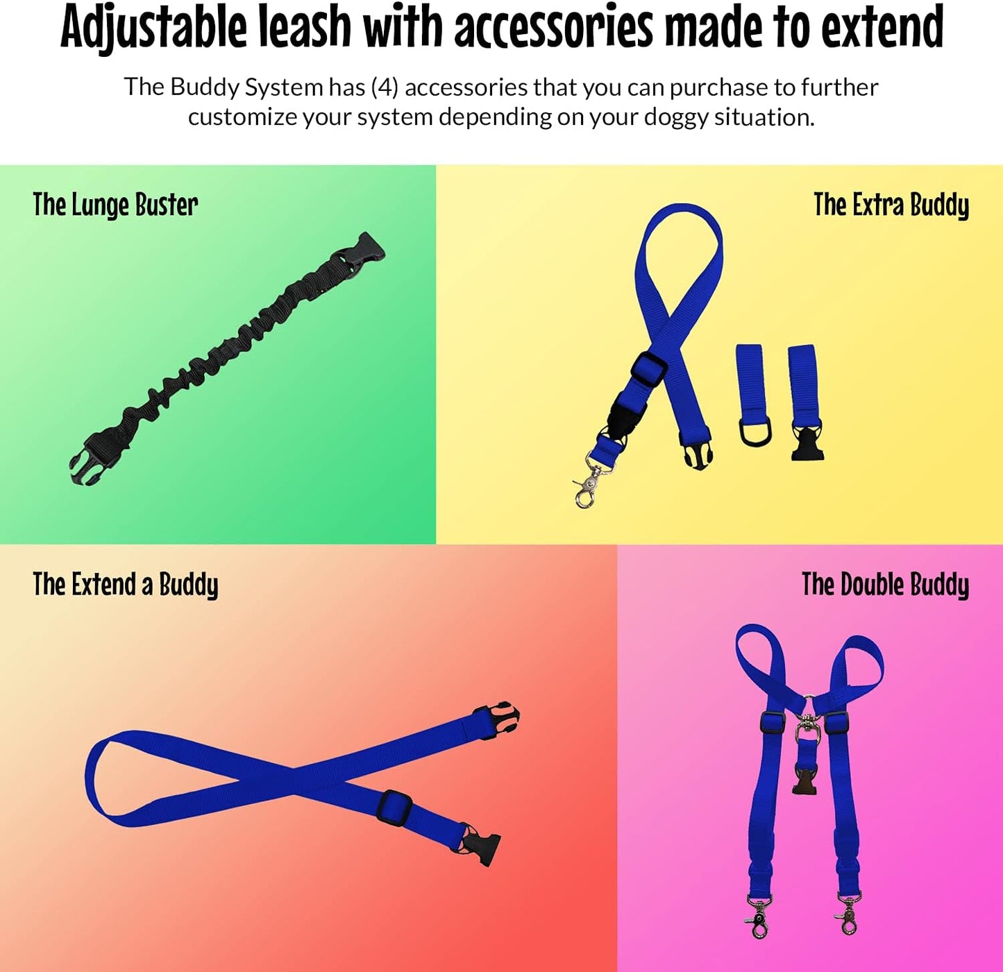 Hands Free Dog Leash, Adjustable Leash for Running, Jogging, Training and Service Dogs, Great for Small, Medium and Large Dogs, Made in USA (Royal Blue, Large Belt (27"- 50" Waist)).