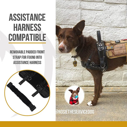 Service Dog Harness, Large Dog Harness Removable Neck Strap Compatible with Assistance Harness & Handle (Black, Short Version).