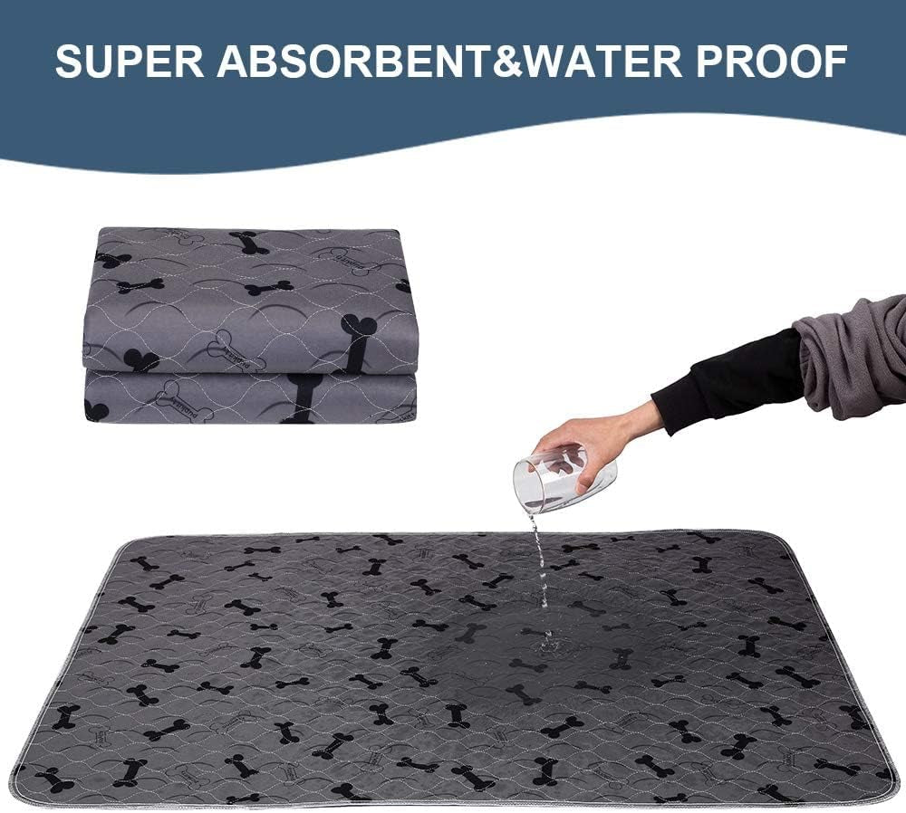 Washable Dog Pee Pads with Free Grooming Gloves,Non Slip Dog Mats with Great Urine Absorption,Reusable Puppy Pee Pads for Whelping,Potty,Training,Playpen.