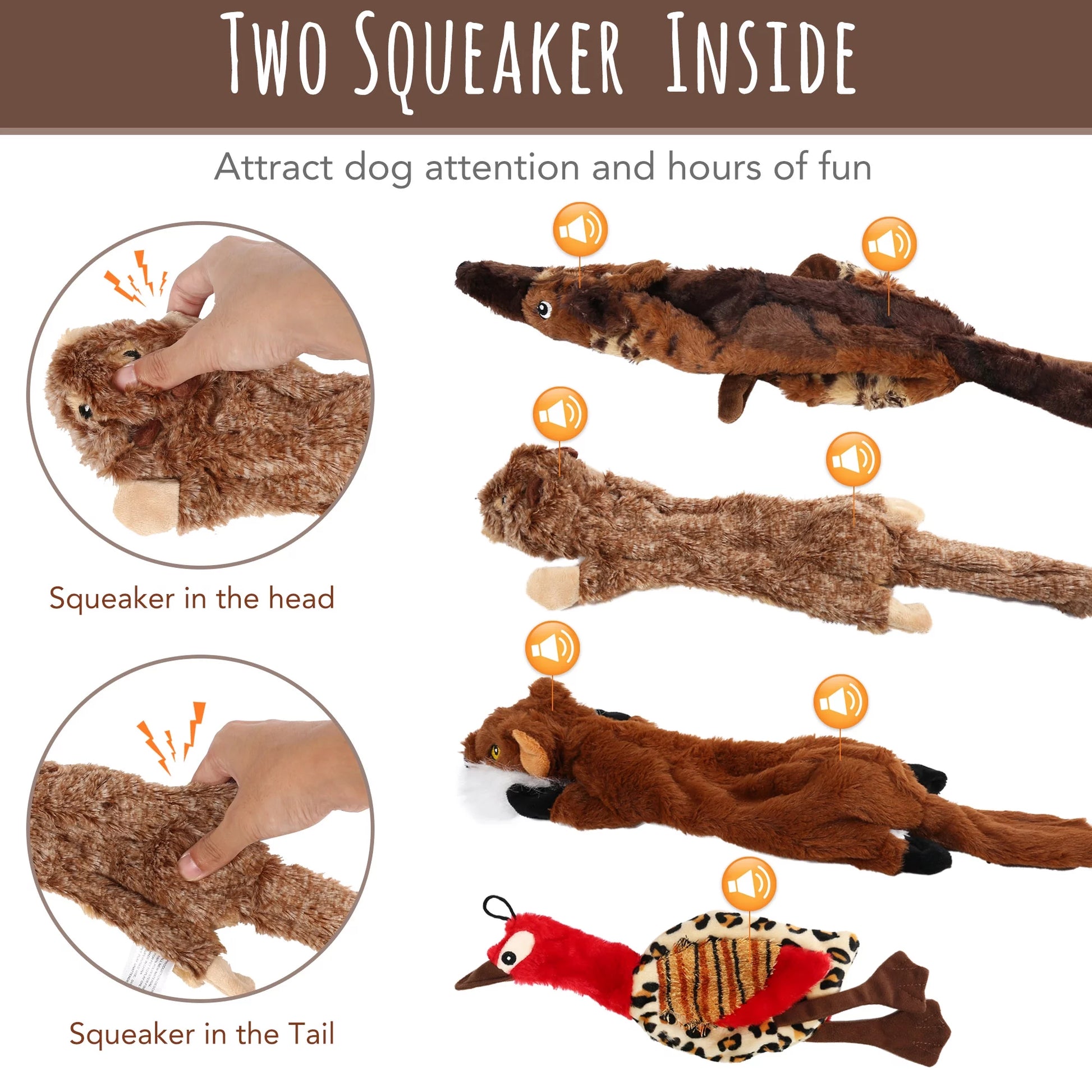 5 Dog Squeaky Toys for Small Dog, No Stuffing.